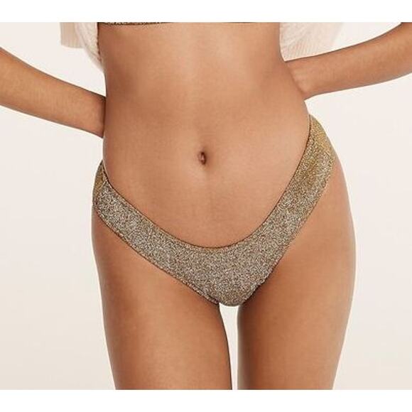 New J. Crew Gold Sparkle Hipster Bikini Swim Bathing Suit Bottom Womens Size XXL - Picture 1 of 8